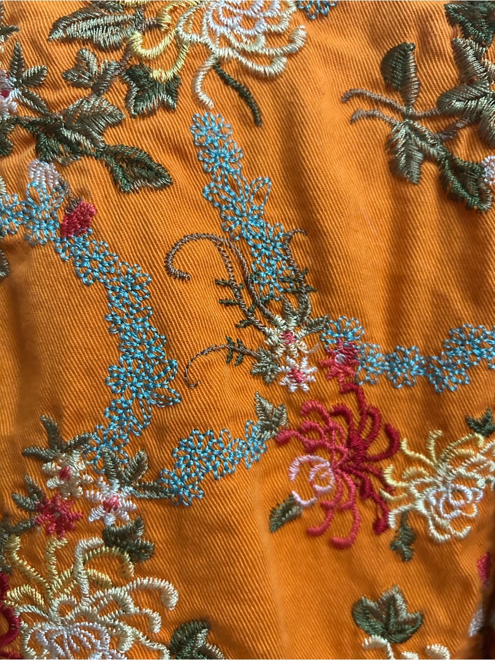 Johnny Was Tangerine Floral Embroidered Blazer - Picture 4 of 7
